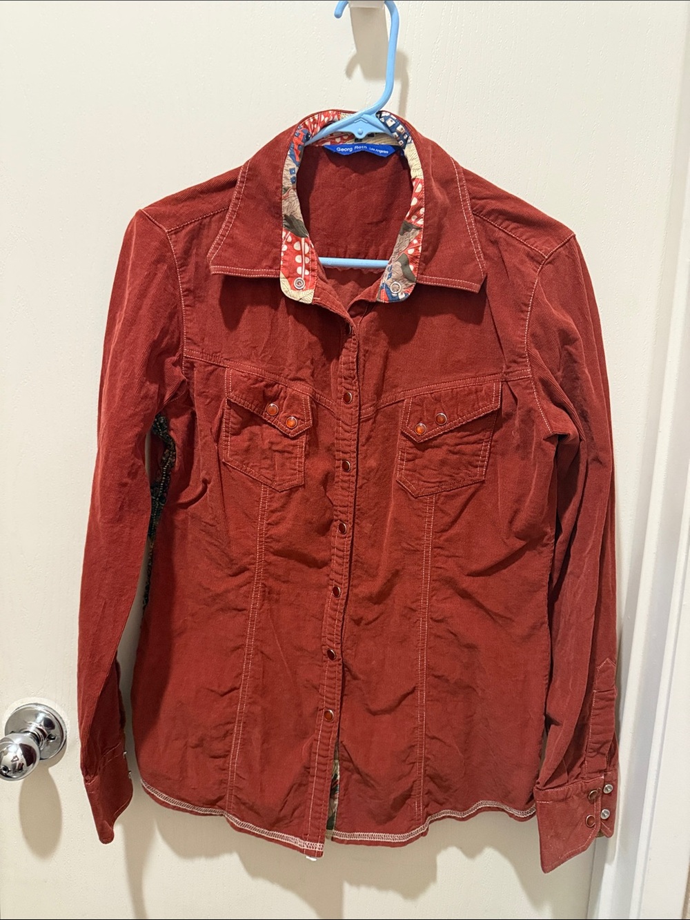 Women's Rust Red Corduroy Button-Front Jacket